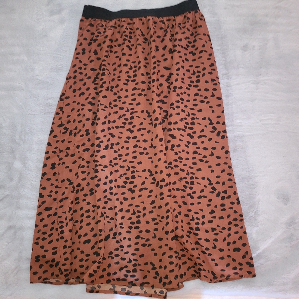 Chic Animal Print Fall Midi Skirt